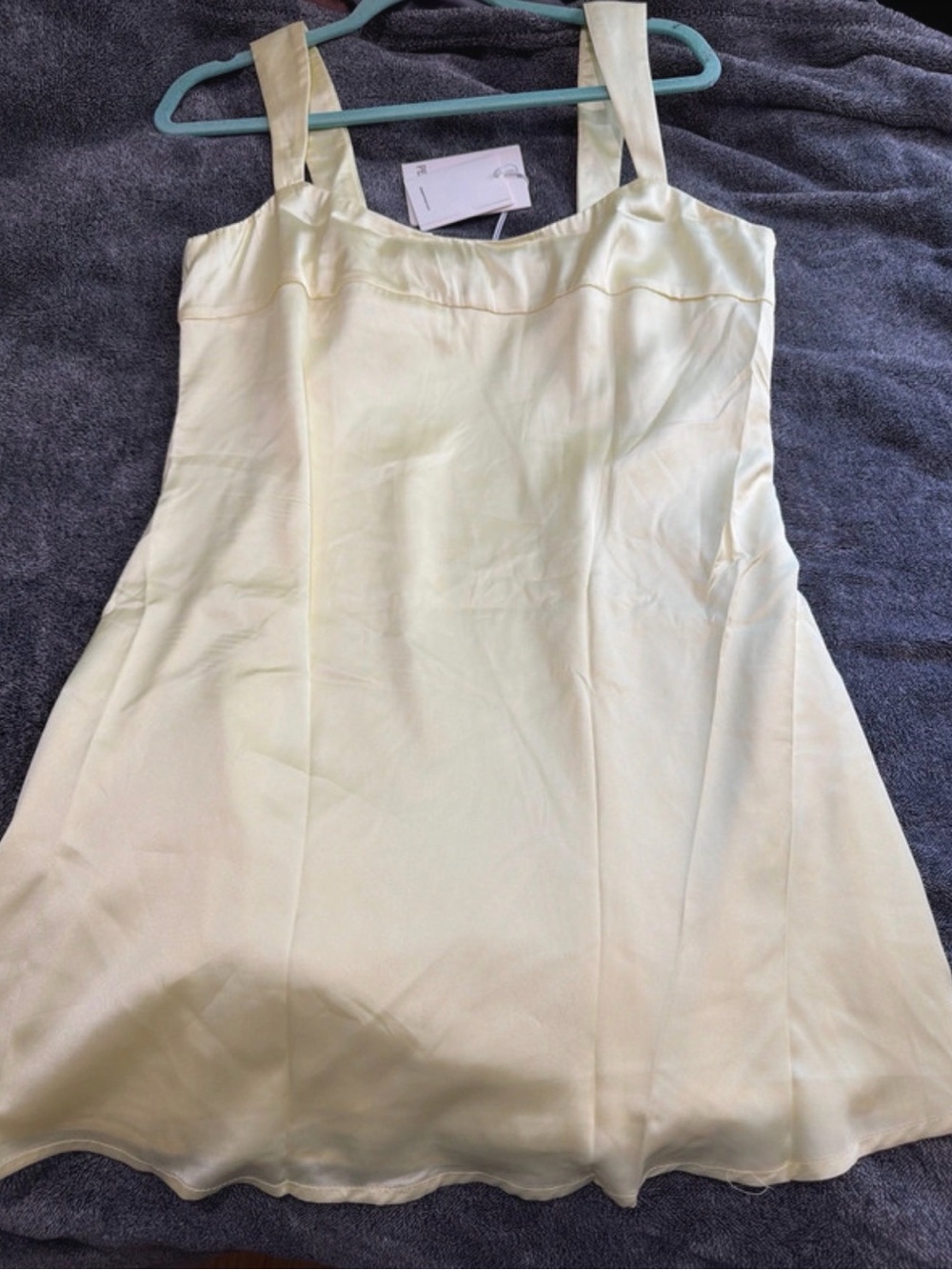 Peppermayo satin yellow mini dress NWT